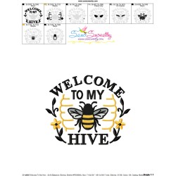 Welcome To My Hive Bee Lettering Embroidery Design Pattern-3