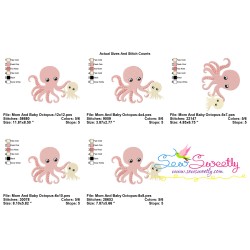 Mom And Baby Octopus Embroidery Design Pattern-2