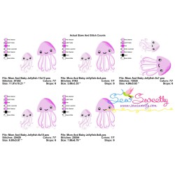 Mom And Baby Jellyfish Embroidery Design Pattern-2