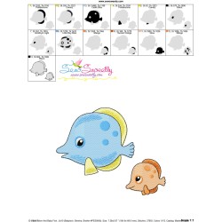 Mom And Baby Fish Embroidery Design Pattern-3