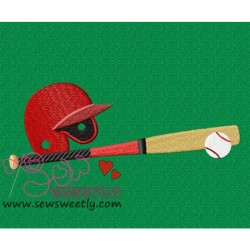 Baseball With Helmet Embroidery Design Pattern-3