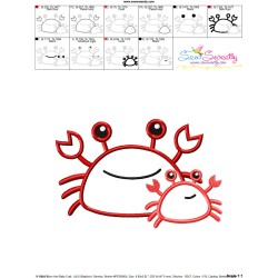 Mom And Baby Crab Applique Design Pattern-3