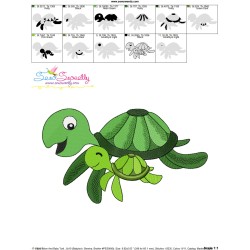 Mom And Baby Turtle Embroidery Design Pattern-3