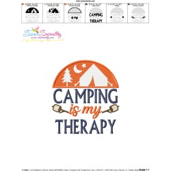 Camping Is My Therapy Lettering Embroidery Design Pattern-3