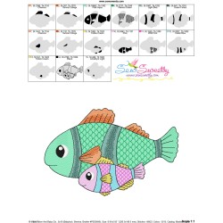 Mom And Baby Clownfish Embroidery Design Pattern-3