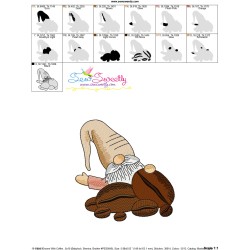 Gnome With Coffee-8 Embroidery Design Pattern-3