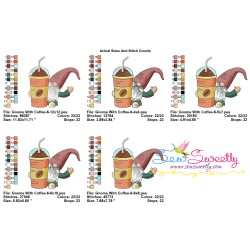 Gnome With Coffee-6 Embroidery Design Pattern-2