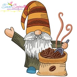 Gnomes With Coffee Embroidery Design Bundle-5