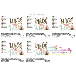 Wild And Five 5th Birthday Embroidery Design Pattern-2