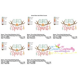 Three Spirit Antlers 3rd Birthday Embroidery Design Pattern-2