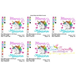 Mama Unicorn Lettering Embroidery Design Pattern-2