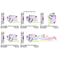 Life Is Better With Unicorns Lettering Embroidery Design Pattern-2