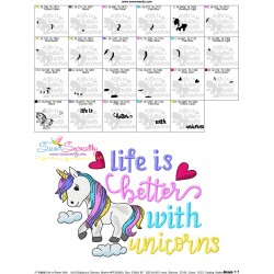 Life Is Better With Unicorns Lettering Embroidery Design Pattern-3