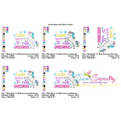 I Was Born To Ride Unicorns Lettering Embroidery Design Pattern-2