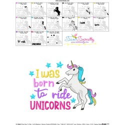 I Was Born To Ride Unicorns Lettering Embroidery Design Pattern-3