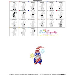 4th of July Patriotic Gnome Rocket Fireworks Embroidery Design Pattern-2