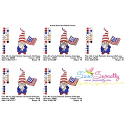 4th of July Patriotic Gnome Flag Embroidery Design Pattern-3