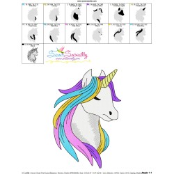 Unicorn Head-3 Embroidery Design Pattern-3