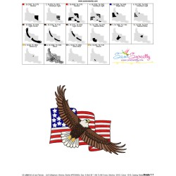 4th of July Patriotic Bald Eagle Flag-3 Embroidery Design Pattern-2