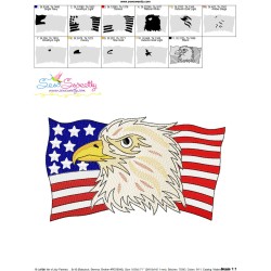4th of July Patriotic Bald Eagle Flag-2 Embroidery Design Pattern-2