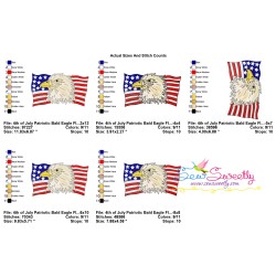 4th of July Patriotic Bald Eagle Flag-2 Embroidery Design Pattern-3