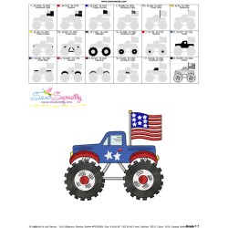 4th of July Patriotic Monster Truck-4 Embroidery Design Pattern-2