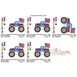 4th of July Patriotic Monster Truck-4 Embroidery Design Pattern-3