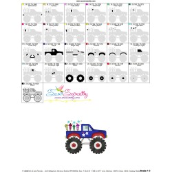 4th of July Patriotic Monster Truck-3 Embroidery Design Pattern-2