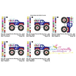 4th of July Patriotic Monster Truck-3 Embroidery Design Pattern-3