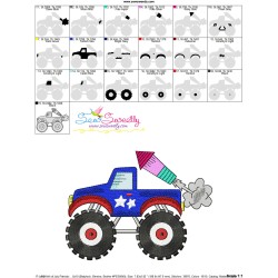 4th of July Patriotic Monster Truck-2 Embroidery Design Pattern-2