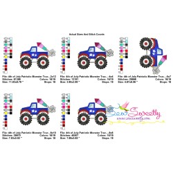 4th of July Patriotic Monster Truck-2 Embroidery Design Pattern-3