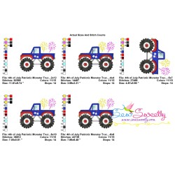 4th of July Patriotic Monster Truck-1 Embroidery Design Pattern-3