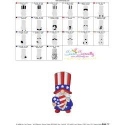 4th of July Patriotic Gnome Heart Flag Embroidery Design Pattern-2