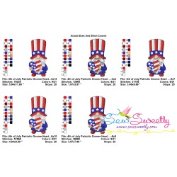 4th of July Patriotic Gnome Heart Flag Embroidery Design Pattern-3
