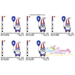4th of July Patriotic Gnome Star Balloon Embroidery Design Pattern-3
