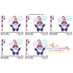 4th of July Patriotic Gnome Fireworks Embroidery Design Pattern-3
