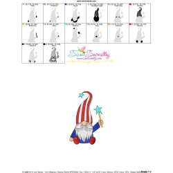 4th of July Patriotic Gnome With Magic Wand Embroidery Design Pattern-2