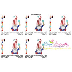 4th of July Patriotic Gnome With Magic Wand Embroidery Design Pattern-3