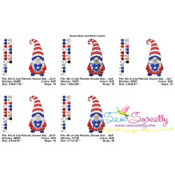 4th of July Patriotic Gnome Star Heart Embroidery Design Pattern-3