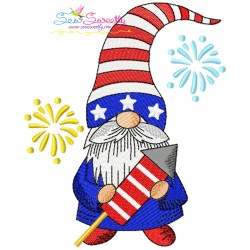 4th of July Patriotic Gnomes Embroidery Design Bundle-6
