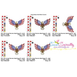 4th of July Patriotic Bald Eagle Flag-7 Embroidery Design Pattern-3