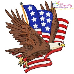 4th of July Patriotic Bald Eagle Flags Embroidery Design Bundle-3