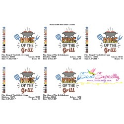 King of The Grill Barbeque Lettering Embroidery Design Pattern-2