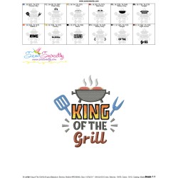 King of The Grill Barbeque Lettering Embroidery Design Pattern-3
