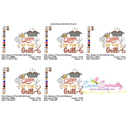 Queen of The Grill Barbeque Lettering Embroidery Design Pattern-2