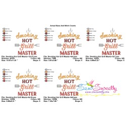 Smoking Hot Grill Master Barbeque Lettering Embroidery Design Pattern-2