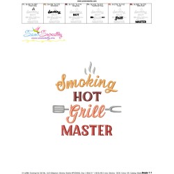 Smoking Hot Grill Master Barbeque Lettering Embroidery Design Pattern-3