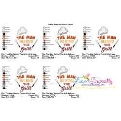 The Man Behind The Grill Barbeque Lettering Embroidery Design Pattern-2