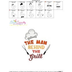 The Man Behind The Grill Barbeque Lettering Embroidery Design Pattern-3