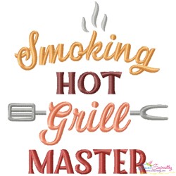 Smoking Hot Grill Master Barbeque Lettering Embroidery Design Pattern-1
